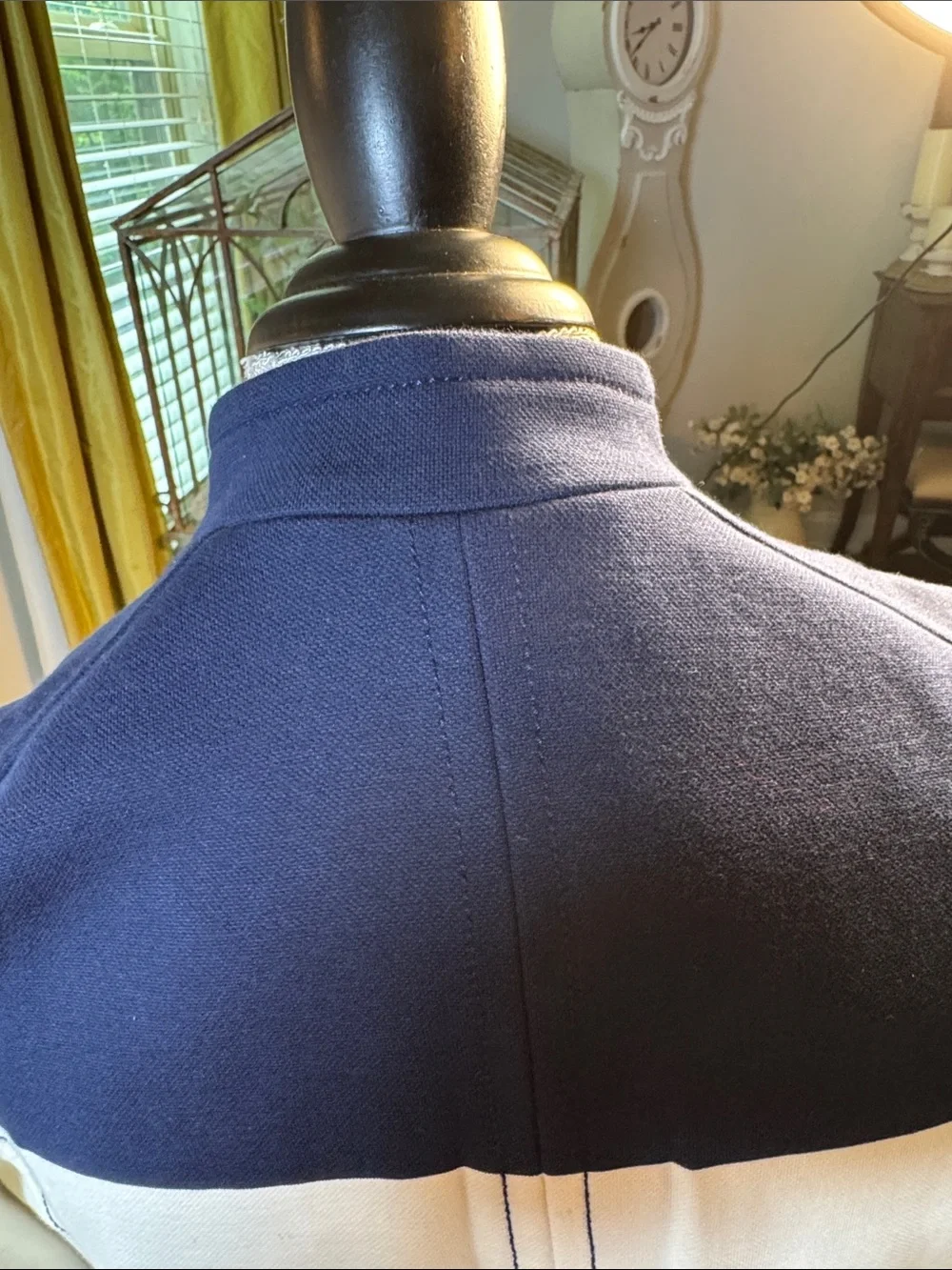 Tory Burch Navy and Cream Double-Breasted Military Style Jacket